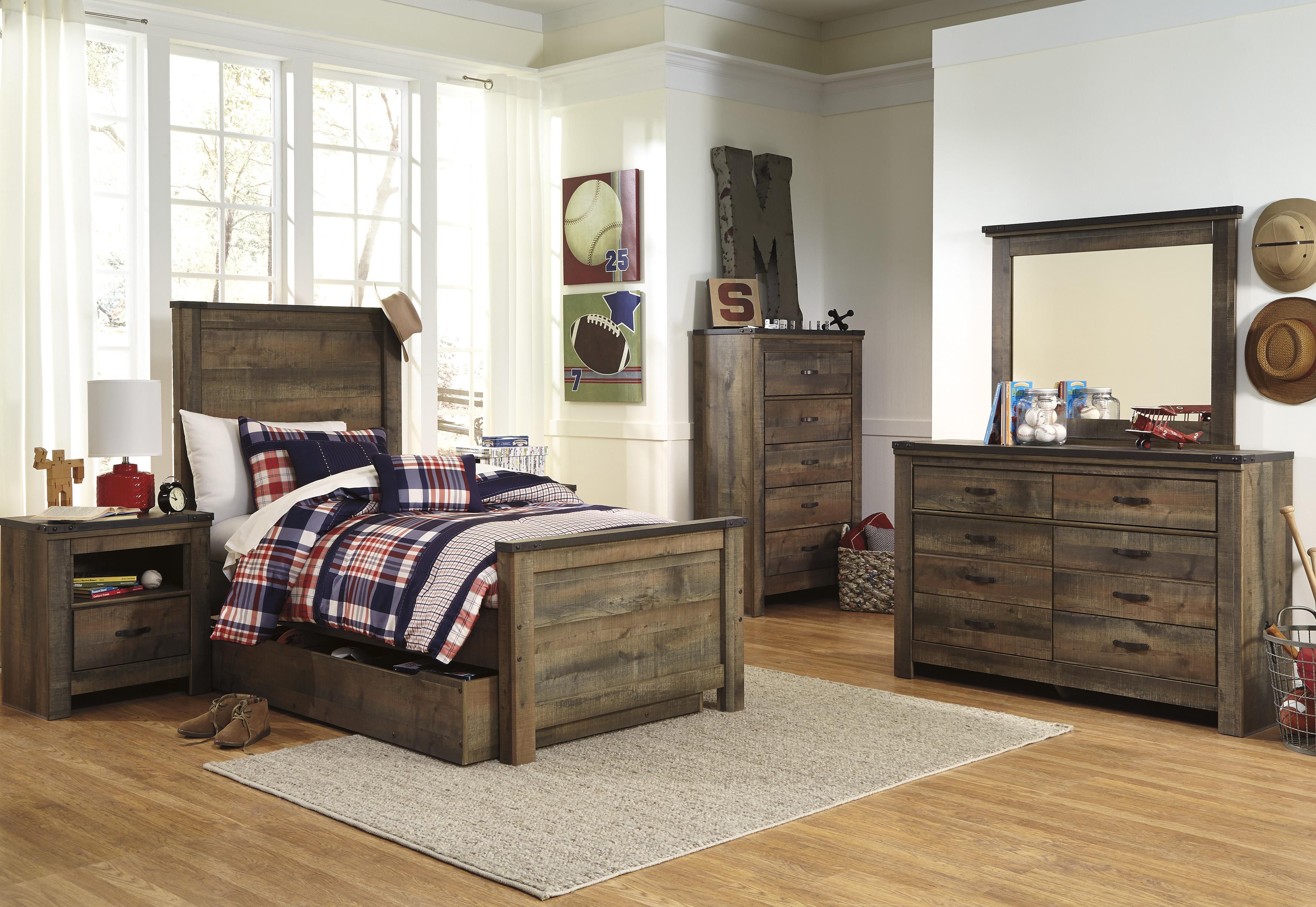 Signature Design by Ashley Trinell B446B8 Rustic Look Twin Panel Bed